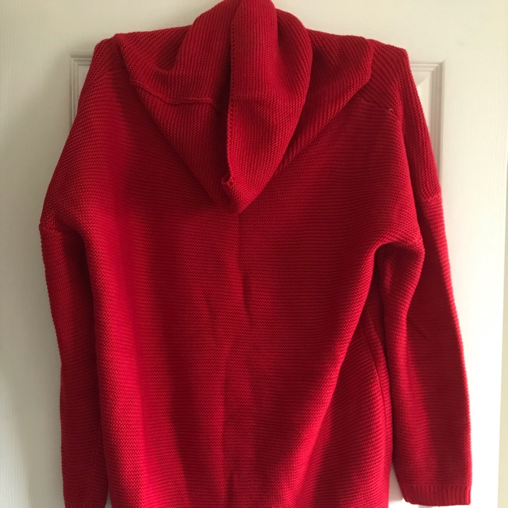 Red turtleneck sweater